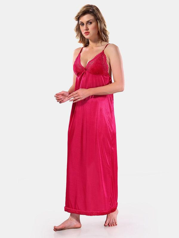 Be You V-Neck Long Sleevs Satin Maxi Nightdress With Robe