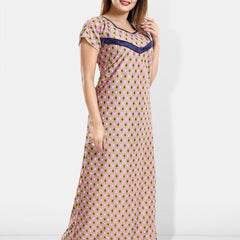 Be You Floral Printed Square Neck Satin Maternity Maxi Nightdress