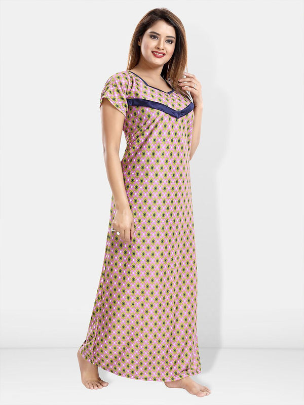 Be You Floral Printed Square Neck Satin Maternity Maxi Nightdress