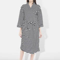 Be You Women Striped Cotton Anti-bacterial Super Soft Bath Robe With Belt