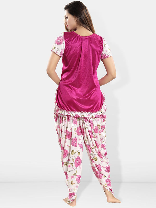 Be You Pack Of 2 Short Sleeves Satin Top & Patiyala