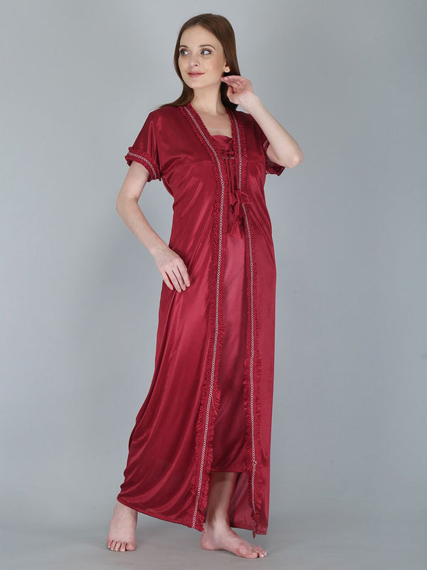 Be You Maroon Maxi Nightdress