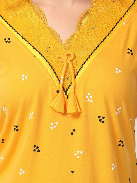 Be You Conversational Printed V-Neck Maxi Nightdress