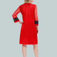 Be You V Neck Lace Up Details Satin Nightdress With Robe