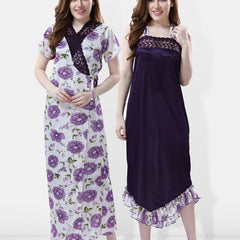 Be You Printed Nightdress With Robe