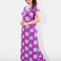 Be You Floral Printed Satin Maternity Maxi Sweat Nightdress