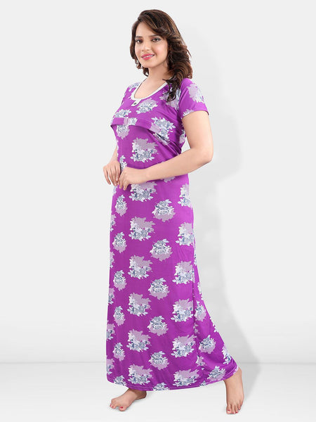 Be You Floral Printed Satin Maternity Maxi Sweat Nightdress