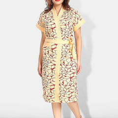 Be You Women Printed Cotton Anti-bacterial Super Soft Bath Robe With Belt