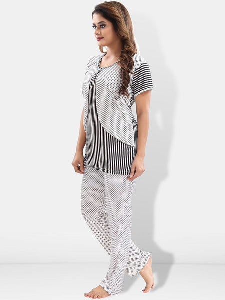 Be You Striped Satin Night Suit
