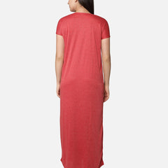 Be You Women Red Embroidered Maxi Maternity Nightdress
