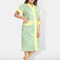 Be You Women Printed Cotton Anti-bacterial Super Soft Bath Robe With Belt