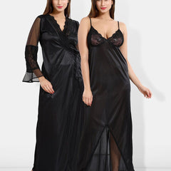 Be You V-Neck Maxi Satin Wrap Nightdress With Robe