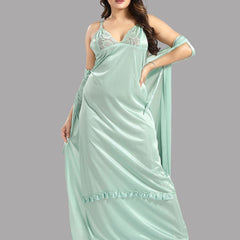 Be You Green Satin Maxi Shoulder Straps Nightdress