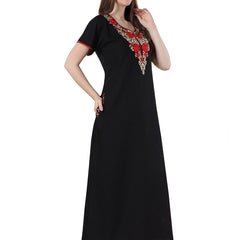 Be You Black Embroidered Maxi Nightdress