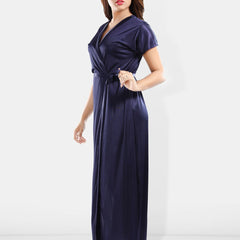 Be You Shoulder Straps Laced Nightdress With Satin Robe And Briefs