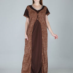 Be You Women Printed Satin Maxi Nightdress