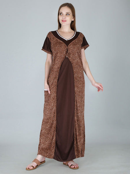 Be You Women Printed Satin Maxi Nightdress