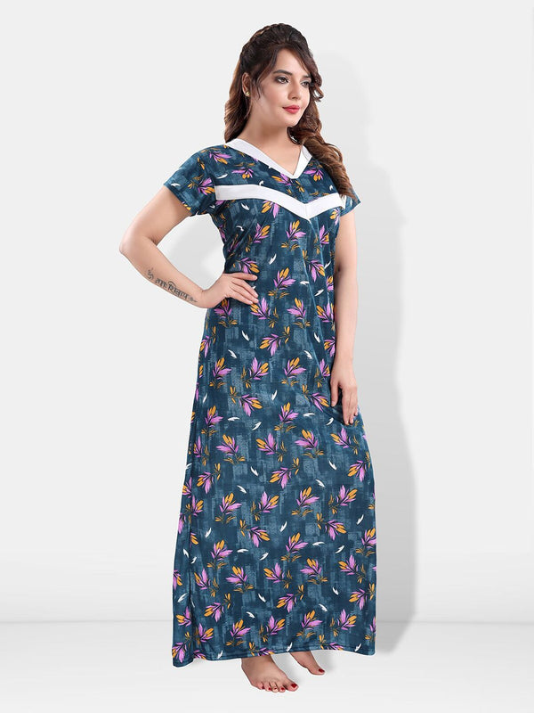 Be You Floral Printed Maternity Satin Maxi Nightdress