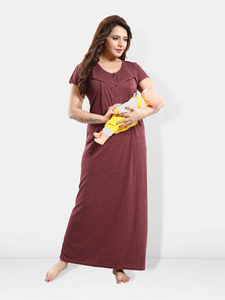 Be You Pack Of 2 Women Striped Maternity Maxi Nightdress