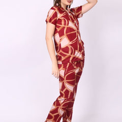 Be You Women Maroon Printed Night suit