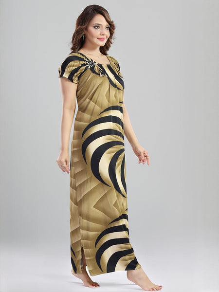 Be You Sarina Satin Spiral Printed Maxi Nightdress