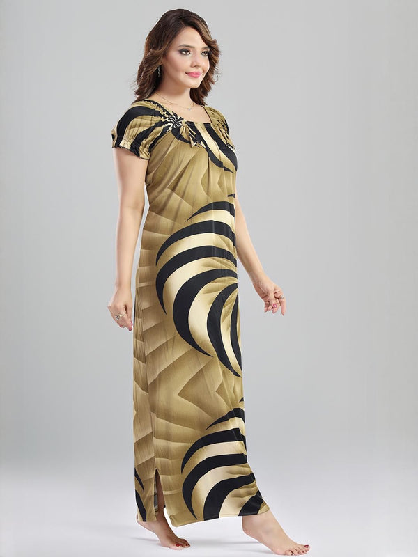Be You Sarina Satin Spiral Printed Maxi Nightdress