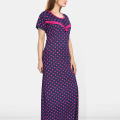 Be You Women Polka Dots Printed Maxi Nightdress