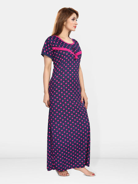 Be You Women Polka Dots Printed Maxi Nightdress