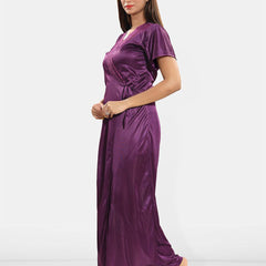 Be You Lace Design Halter Neck Nightdress With Robe