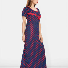 Be You Satin Polka Dots Printed Maxi Nightdress