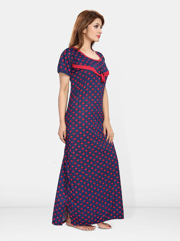 Be You Satin Polka Dots Printed Maxi Nightdress