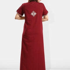 Be You Embroidered Yoke Design Maxi Nightdress