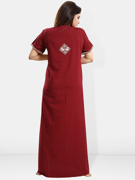 Be You Embroidered Yoke Design Maxi Nightdress