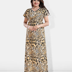 Be You Abstract Printed Maxi Satin Maternity Nightdress