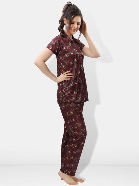 Be You Printed Satin Shirt & Pyjama Night suit