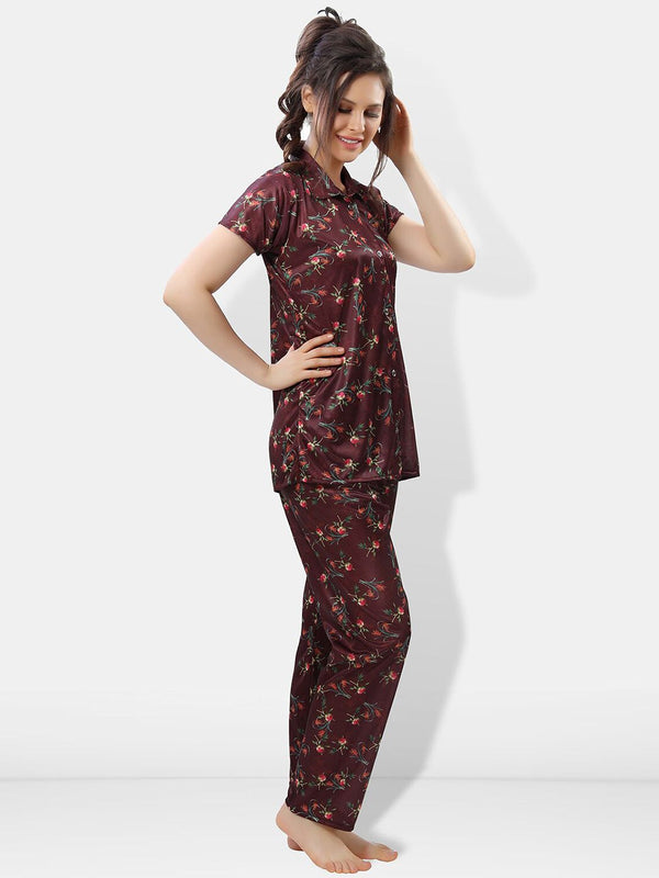 Be You Printed Satin Shirt & Pyjama Night suit