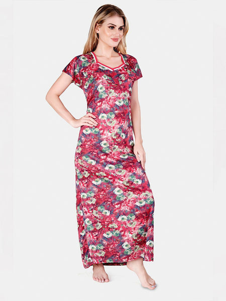 Be You Printed Satin Maternity Maxi Nightdress