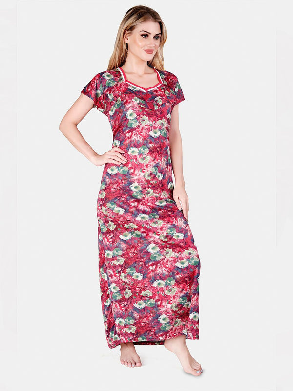 Be You Printed Satin Maternity Maxi Nightdress