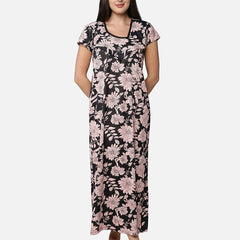 Be You Peach-Coloured Printed Maxi Nightdress