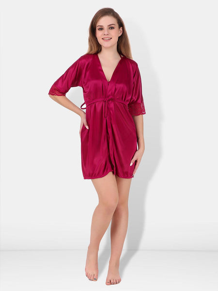Be You Non-Wired Non Padded Lingerie Set With Robe-BUF-3-PCS-SET-2243-L