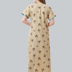 Be You Cream-Coloured Embroidered Maxi Nightdress