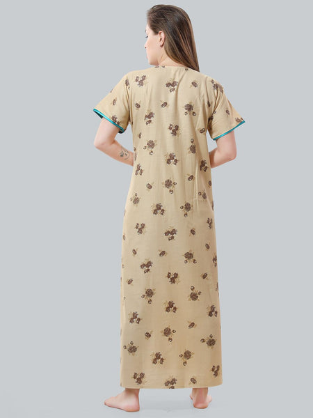 Be You Cream-Coloured Embroidered Maxi Nightdress