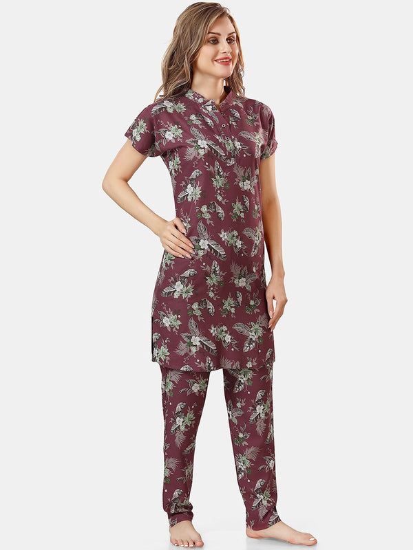 Be You Floral Printed Longline Night Suit