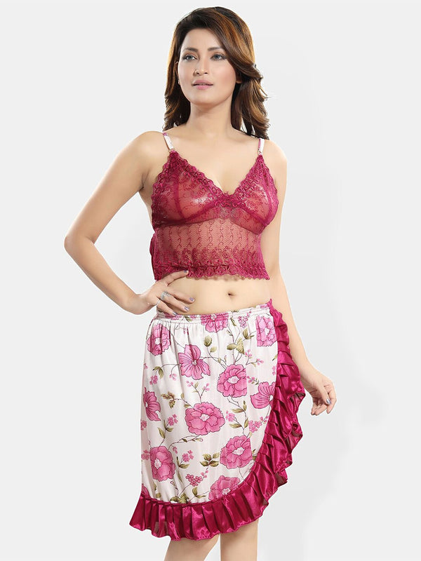 Be You Floral Printed Satin Night suit