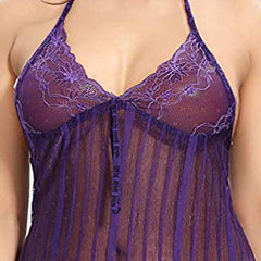 Be You Self Design Net Halter Neck Baby Doll With Brief