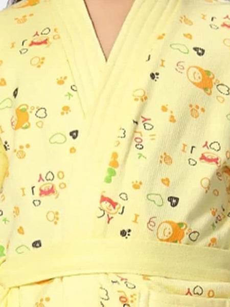 Be You Yellow Conversational Cotton Drawstring Knee Length Bath Robe