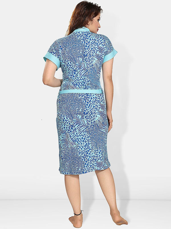 Be You Women Printed Cotton Anti-bacterial Super Soft Bath Robe With Belt