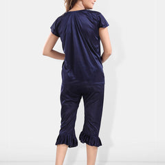 Be You Square Neck Satin Night Suit With Robe