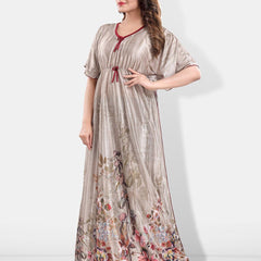 Be You Floral Printed Satin Kaftan Nightdress