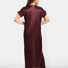 Be You V-Neck Short Sleeves Satin Maxi Regular Nightdress